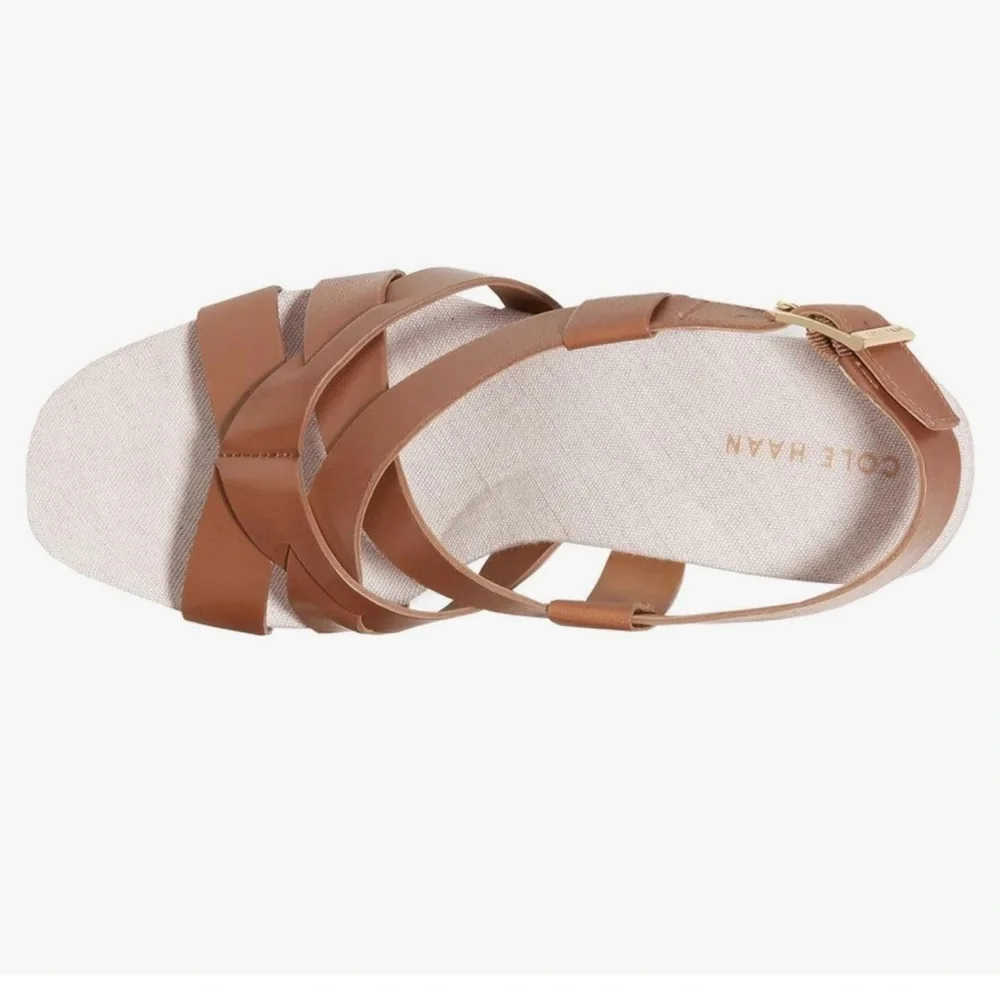 Brand New Cole Haan Crystal‎ Wedge Sandal in Honey Jute Size 8B
